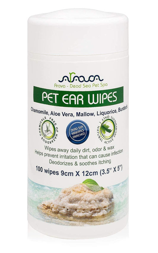 Ear Cleaner Wipes for Dogs Cats Puppies & Kittens 100 Count Removes Dirt Wax